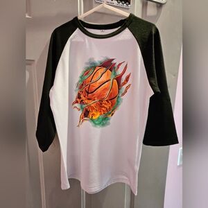 Basketball fire graphic youth quarter sleeve